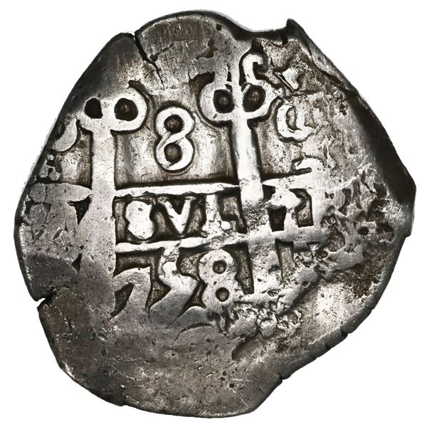 Potosi, Bolivia, cob 8 reales, 1758q.