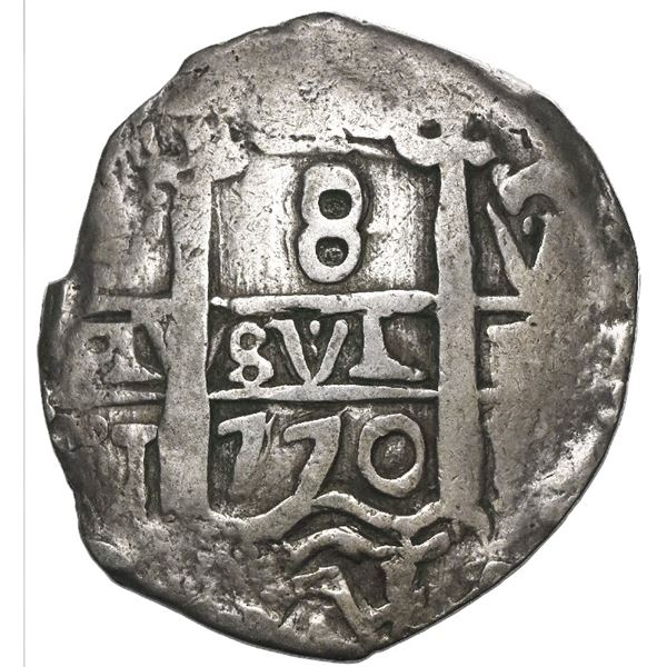 Potosi, Bolivia, cob 8 reales, 1770V-J, very rare, NGC VF 20, finest and only example in NGC census.