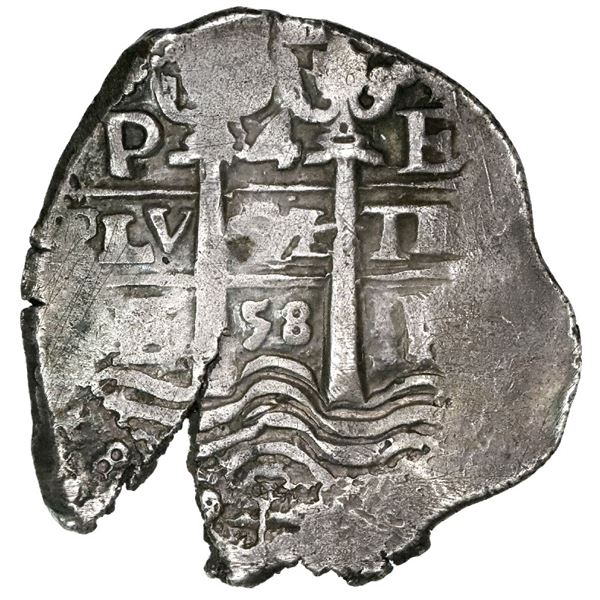 Potosi, Bolivia, cob 4 reales, 1658E.
