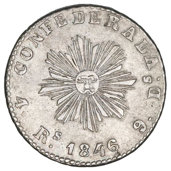 Cordoba, Argentina, 4 reales, 1846, laureate rim, NGC AU details / cleaned, finest and only example