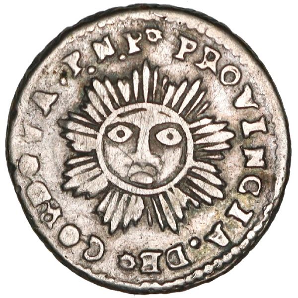 Cordoba, Argentina, 1/2 real, 1840 P.N.P, LIVERTAD, NGC VF details / cleaned, finest and only exampl