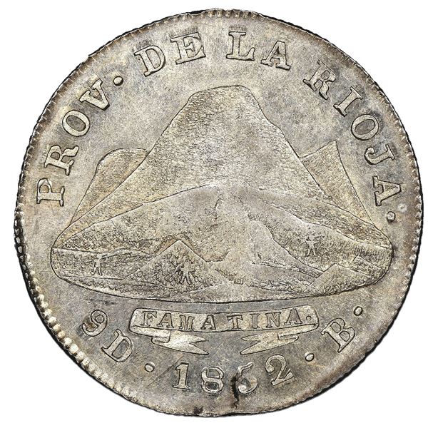 La Rioja, Argentina, 4 reales, 1852B, NGC MS 62, finest known in NGC census.