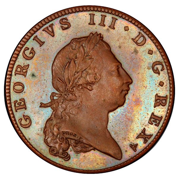 Bermuda (struck at Soho), bronzed proof restrike penny, George III, 1793, very rare, PCGS PR64.