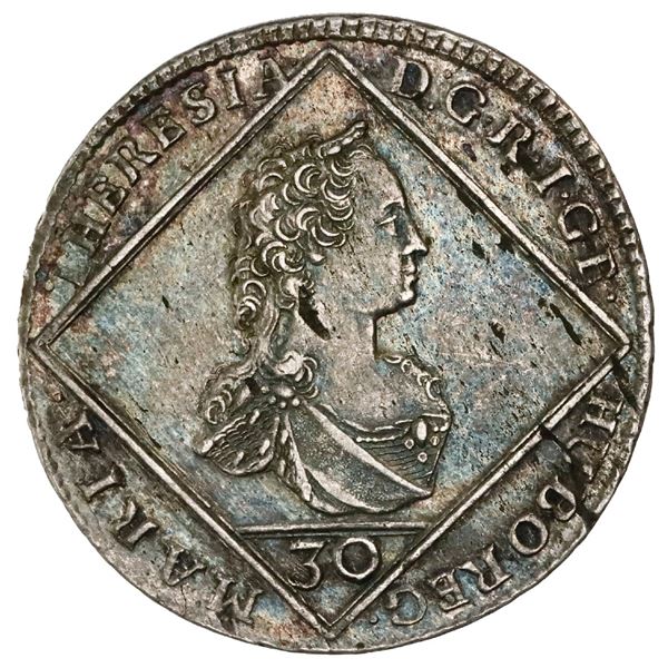 Bohemia (Prague), 30 kreuzer, 1764, Maria Theresa, NGC AU details / cleaned.