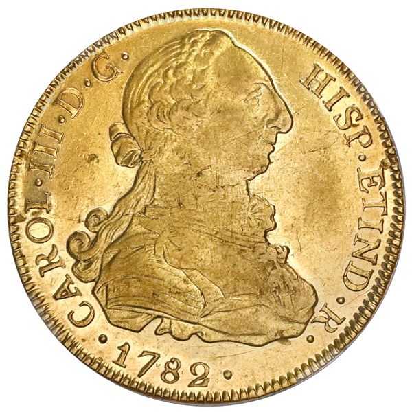 Potosi, Bolivia, gold bust 8 escudos, Charles III, 1782PR, NGC AU 50.