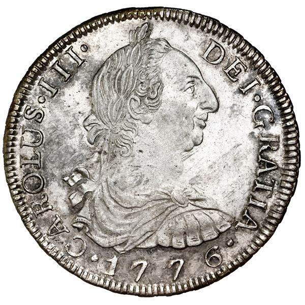 Potosi, Bolivia, bust 8 reales, Charles III, 1776PR, NGC MS 62 ("top pop").