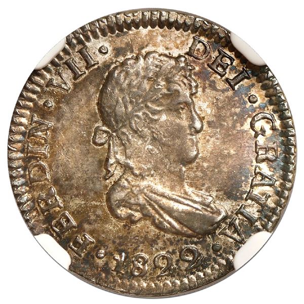 Potosi, Bolivia, bust 1/2 real, Ferdinand VII, 1822PJ, NGC MS 64.