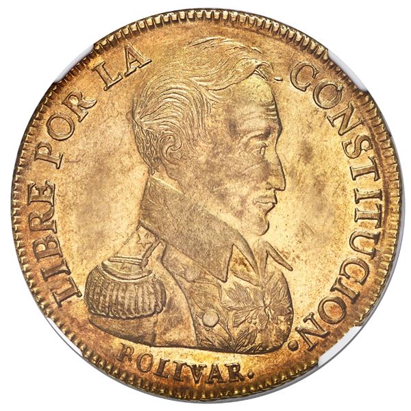 Potosi, Bolivia, gold 8 scudos, 1838LM, NGC AU 58.