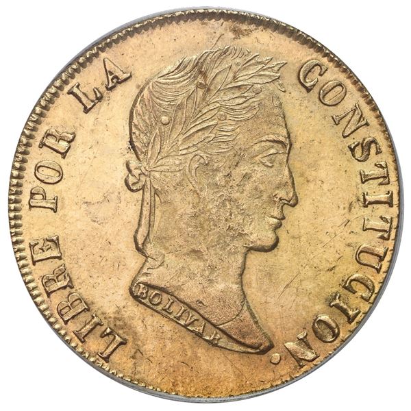 Potosi, Bolivia, gold 8 scudos, 1856FJ/MJ, PCGS MS61.