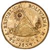 Image 2 : Potosi, Bolivia, gold 4 scudos, 1834LM, rare.