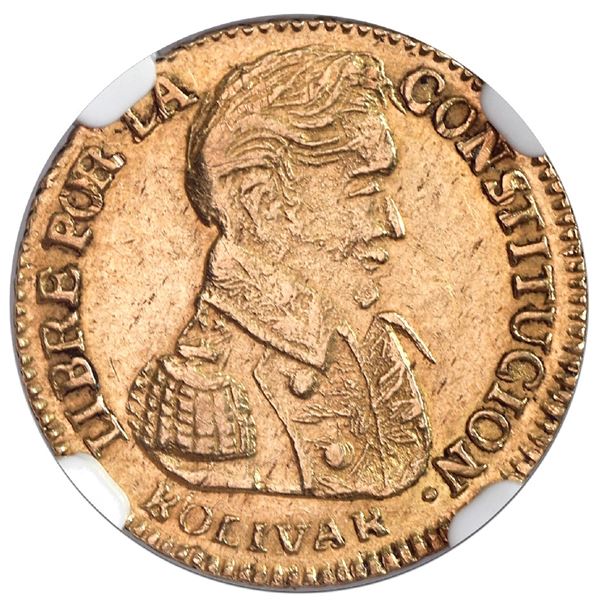 Potosi, Bolivia, gold 1 scudo, 1839LM, NGC AU 53, finest and only example in NGC census.