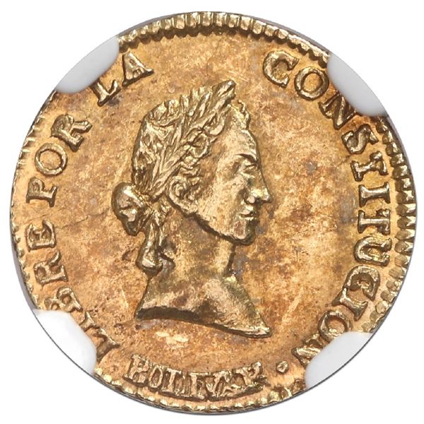 Potosi, Bolivia, gold 1/2 scudo, 1841LR, NGC MS 63, ex-Eliasberg.