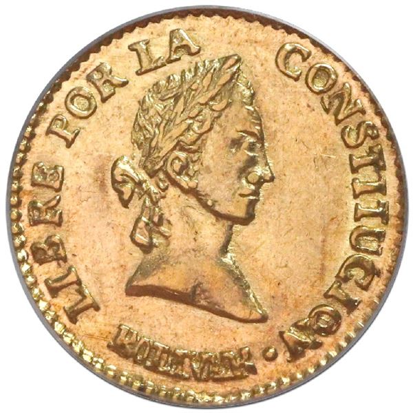 Potosi, Bolivia, gold 1/2 scudo, 1846R, PCGS AU58.