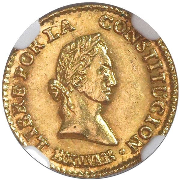 Potosi, Bolivia, gold 1/2 scudo, 1847R, NGC MS 63 ("top pop").