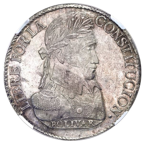 Potosi, Bolivia, 8 soles, 1827JM, laureate head, NGC MS 61.