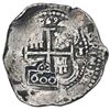 Image 1 : Brazil, 600 reis, crowned-600 countermark (1663) on a Potosi, Bolivia, cob 8 reales, 1652E post-tran
