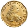 Image 1 : Santiago, Chile, gold bust 4 escudos, Ferdinand VI, 1750/5J, NGC AU 58 / Luz shipwreck.