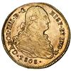 Image 1 : Santiago, Chile, gold bust 4 escudos, Charles IV, 1808FJ, rare.