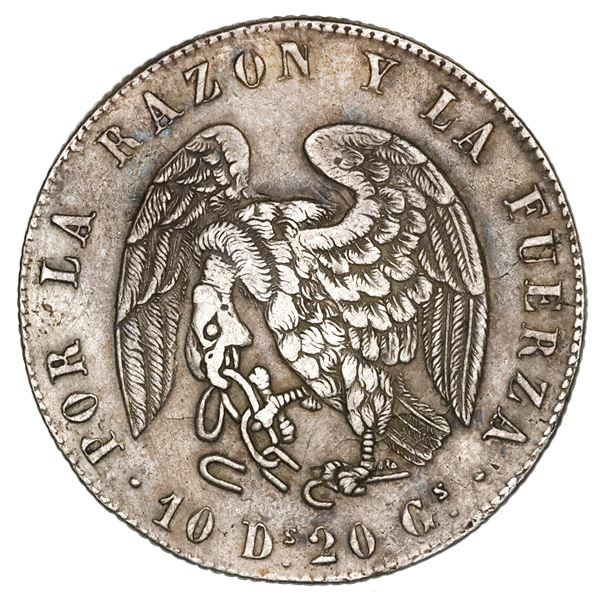 Santiago, Chile, 8 reales, 1839IJ, XF details / cleaned.