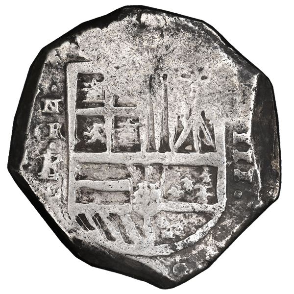 Cartagena, Colombia, cob 8 reales, Philip IV, assayer E below mintmark NR to left (1626-30), rare, P