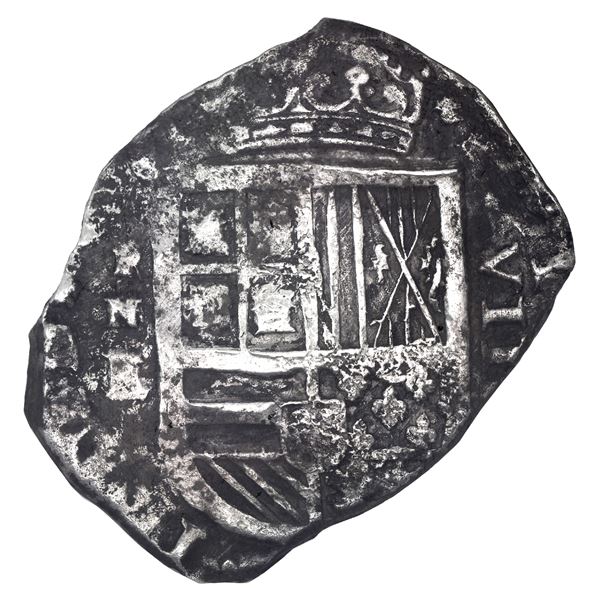 Cartagena, Colombia, cob 8 reales, Philip IV, assayer E below mintmark RN to left (1626-30), rare, N