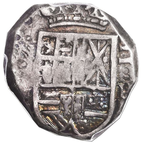 Bogota, Colombia, cob 2 reales, (16)27P, date at 5-6 o'clock on reverse, lions and castles transpose