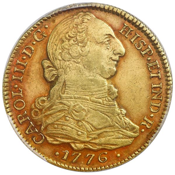 Popayan, Colombia, gold bust 4 escudos, Charles III, 1776SF, PCGS AU55.