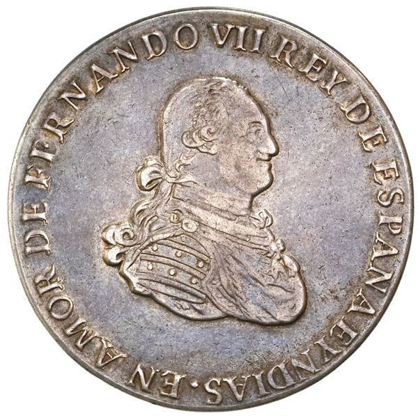 Bogota, Colombia, 8 reales proclamation medal, Ferdinand VII (bust of Charles IV), 1808, from the me