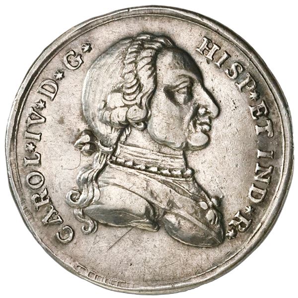 Cartagena, Colombia, 4 reales proclamation medal, Charles IV (bust of Charles III), 1789, plain edge