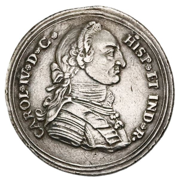 Popayan, Colombia, 4 reales proclamation medal, 1790, Tenorio, corded edge, NGC XF details / plugged