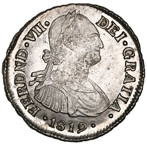 Popayan, Colombia, bust 2 reales, Ferdinand VII (bust of Charles IV), 1819MF, NGC MS 62+, finest kno
