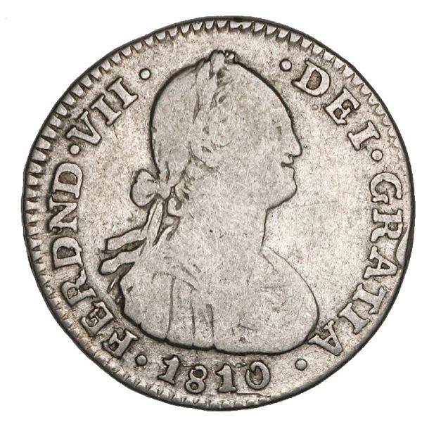 Bogota, Colombia, bust 1 real, Ferdinand VII (bust of Charles IV), 1810JJ, rare, NGC VG 8, finest kn