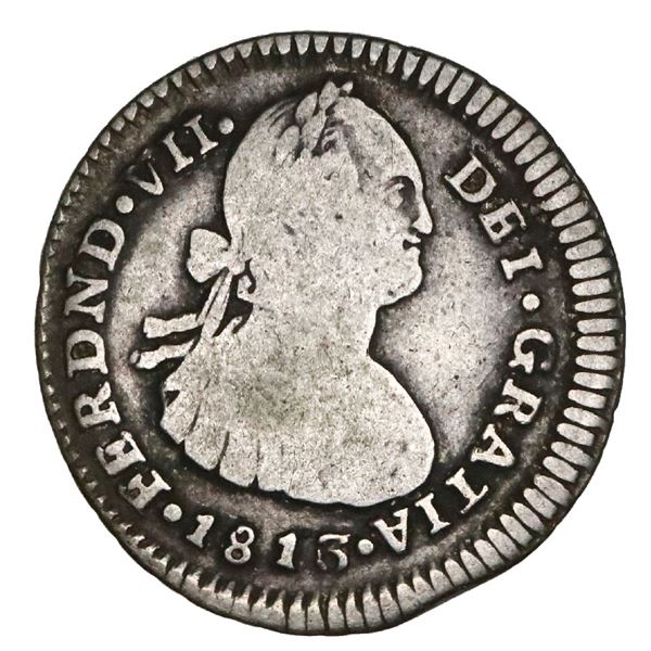 Popayan, Colombia, bust 1 real, Ferdinand VII (bust of Charles IV), 1813/0JF, very rare, NGC VG 8, f