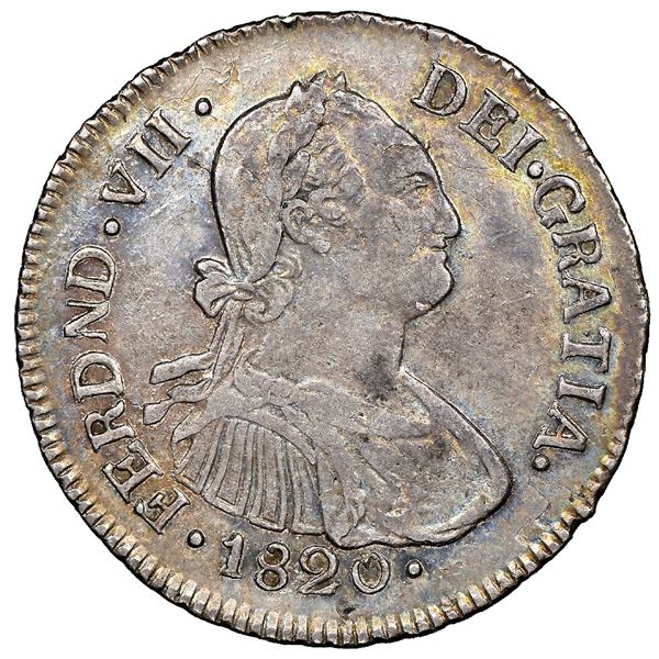 Popayan, Colombia, bust 2 reales, Ferdinand VII (bust of Charles IV), 1820FM, NGC AU 53, finest know