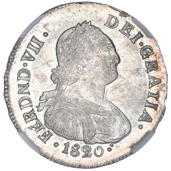 Popayan, Colombia, bust 2 reales, Ferdinand VII (bust of Charles IV), 182/10MF, NGC MS 64, finest kn