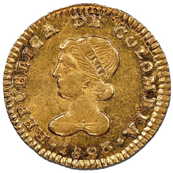 Popayan, Colombia, gold 1 escudo, 1823FM, NGC MS 62.