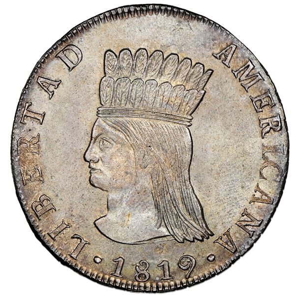 Bogota, Colombia, 8 reales, 1819JF, Nueva Granada ("Libertad Americana"), NGC MS 64, finest known.