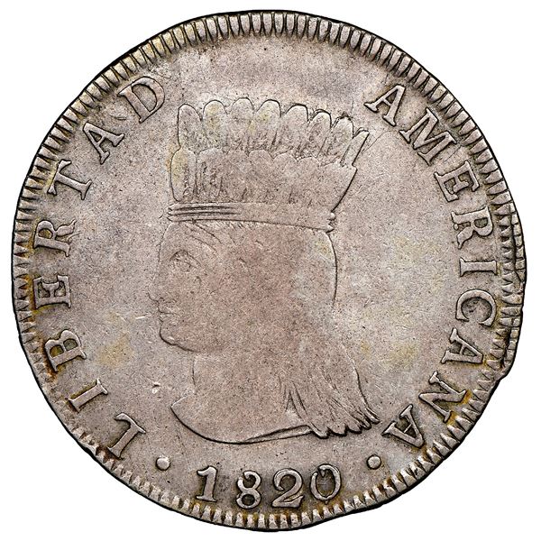 Bogota, Colombia, 8 reales, 1820/19JF, Nueva Granada ("Libertad Americana"), NGC VF 20, finest known