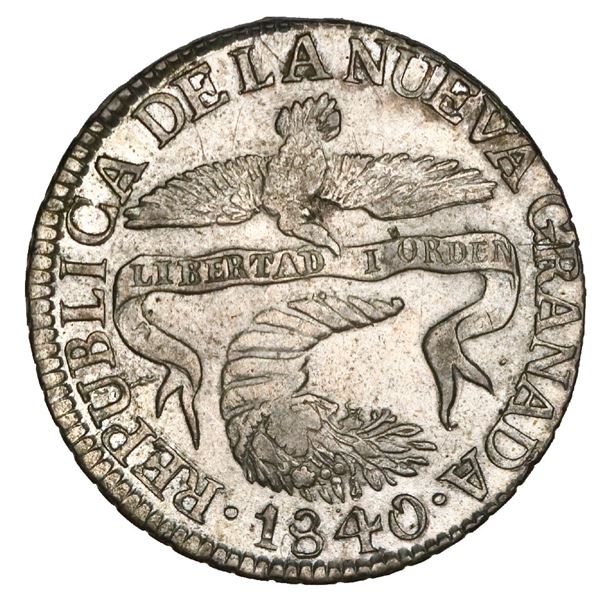Popayan, Colombia, 2 reales, 1840RU, NGC AU details / cleaned.