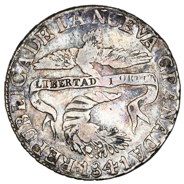 Popayan, Colombia, 2 reales, 1841VU/RU, rare, NGC VF details / cleaned, Restrepo Plate.
