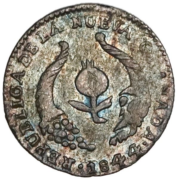 Popayan, Colombia, 1/2 real, 1844UE, very rare, NGC VF details / rev tooled, finest and only example