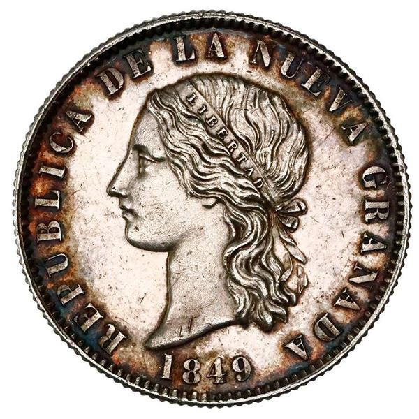 Silver proof pattern for Popayan, Colombia, gold 8 pesos (12.9032 grams), 1849, reeded edge, medal a