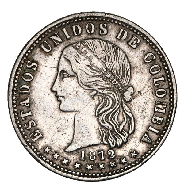 Medellin, Colombia, 2 decimos, 1872, classic effigy, rare, NGC XF 40, Restrepo Plate.