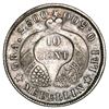 Image 2 : Medellin, Colombia, 10 centavos, 1886, GRA and three stars in reverse legend, NGC AU 55 ("top pop"),