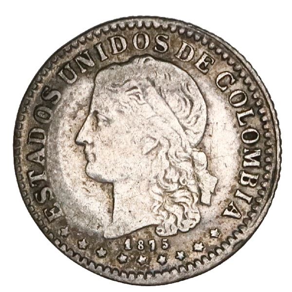 Medellin, Colombia, 5 centavos, 1875, NGC VF details / damaged, Restrepo Plate.