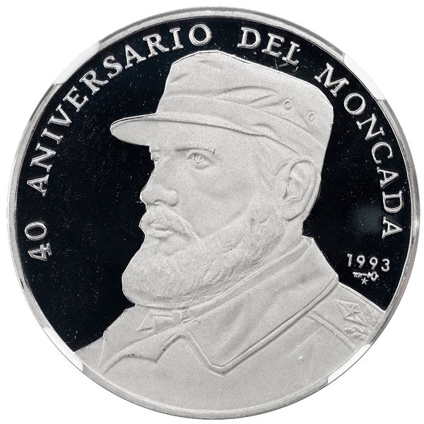 Cuba, platinum 500 pesos, 1993, Fidel Castro, rare, NGC PF 67 Ultra Cameo.