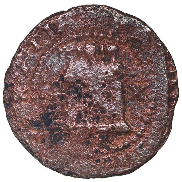 Santo Domingo, Dominican Republic, copper 2 maravedis, Philip II, assayer X, extremely rare (probabl