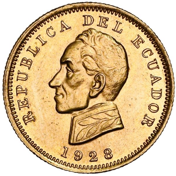 Ecuador (struck in Birmingham, England), gold 1 condor, 1928, NGC MS 61.