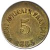 Image 1 : French West Africa (struck at the Paris mint), brass token 5 units (25 francs), 1883, rare, PCGS gen