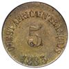 Image 2 : French West Africa (struck at the Paris mint), brass token 5 units (25 francs), 1883, rare, PCGS gen